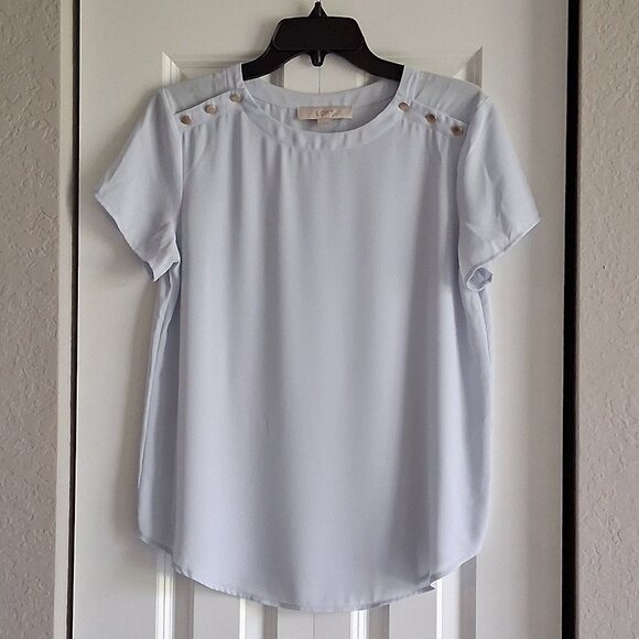 LOFT Light Blue Short Sleeve Blouse Women's Size XS - Picture 1 of 9